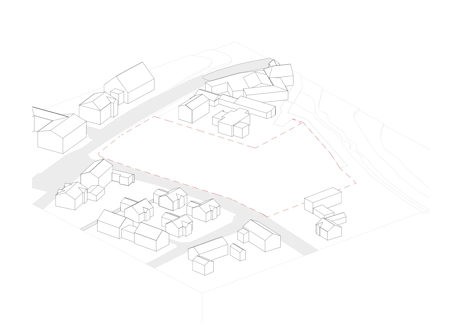 Schrittweiser Aufbau der Bebauungsstudie für das Seniorenzentrum Napoleonshöhe in Burghausen (animierte Schrittfolge)